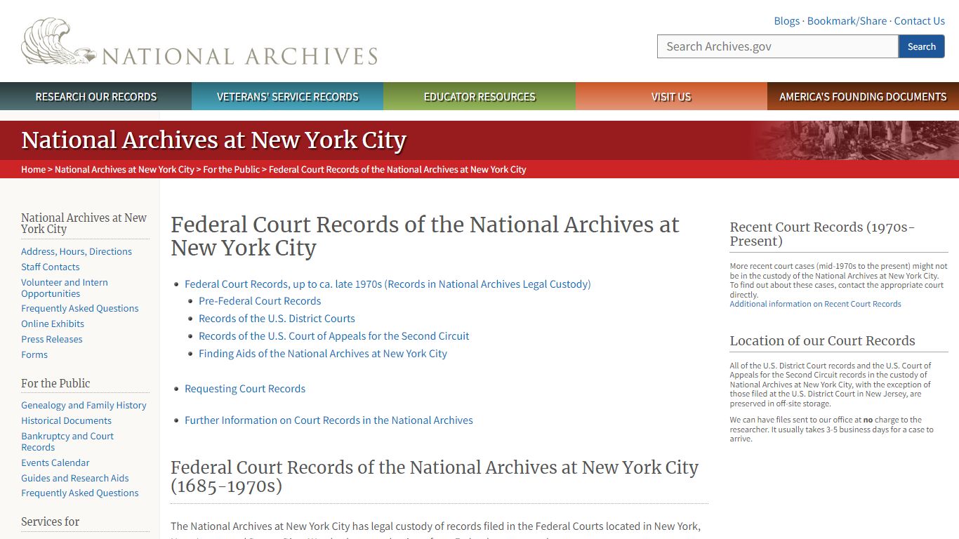 Federal Court Records of the National Archives at New York City