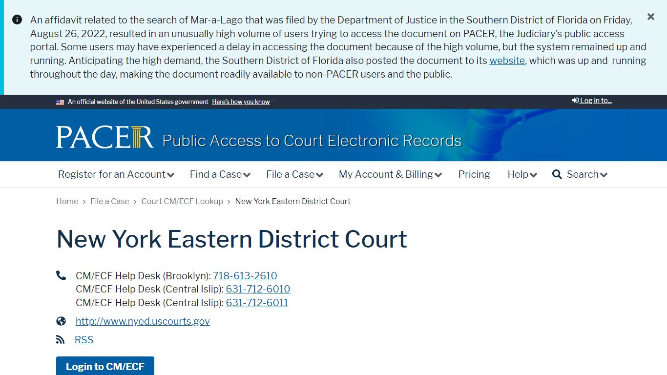 New York Eastern District Court | PACER: Federal Court Records