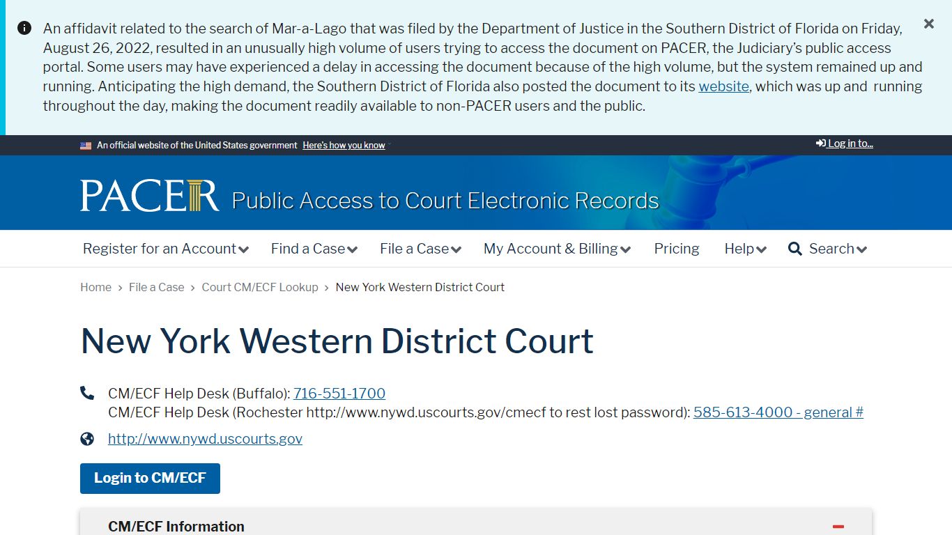 New York Western District Court | PACER: Federal Court Records